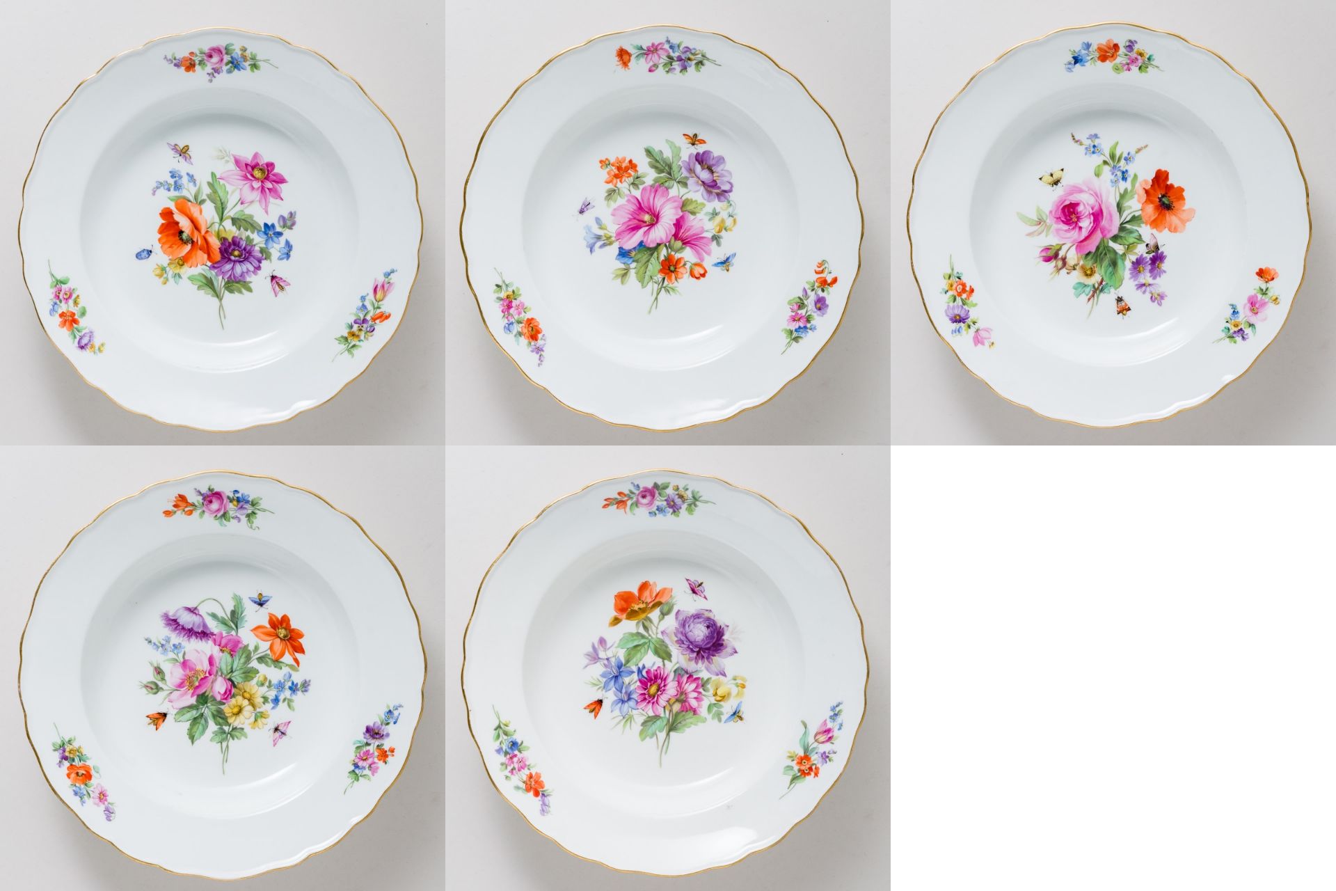 Meissen Speiseservice 24 Teile Bunte Blume Bukett 1. Wahl Knaufzeit - Image 25 of 25