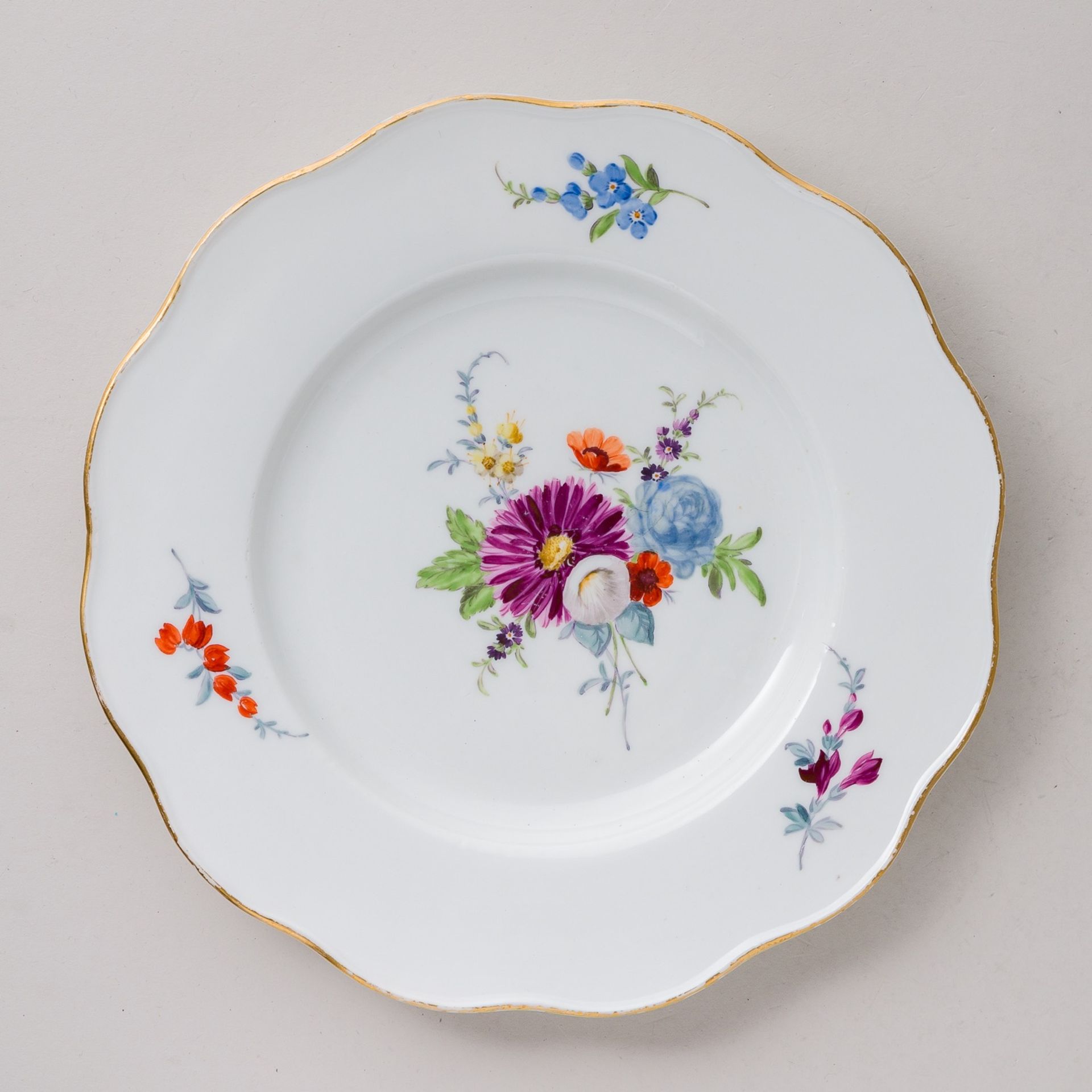 Meissen 2 x Teller Bunte Blume Bukett 1. Wahl Marcolini um 1774 unbesch. - Bild 2 aus 5