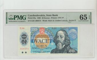 Czechoslovakia, 20 Korun, 1988 year, PMG 65