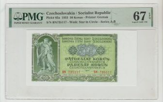 Czechoslovakia/Socialist Republic, 50 Korun, 1953 year, PMG 67