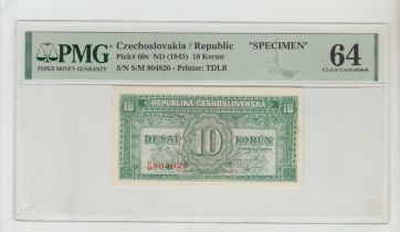 Czechoslovakia/Socialist Republic, 10 Korun, 1945 year, PMG 64