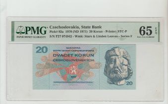 Czechoslovakia, 20 Korun, 1970 year, PMG 65