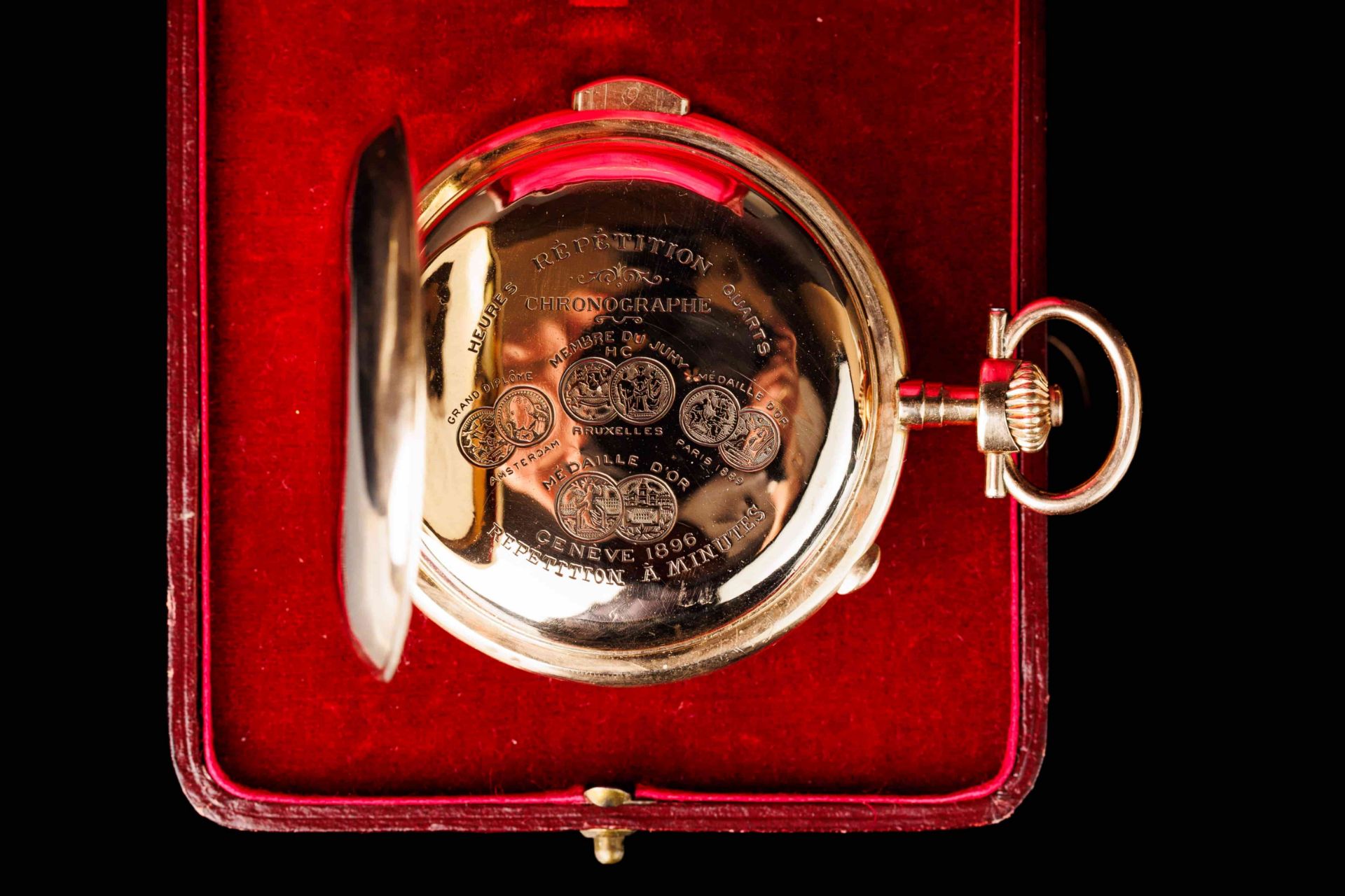 Antique Gold Pocket Watch with Chime in a Case. Geneva. Switzerland. - Image 6 of 9