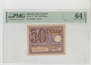 Danzig, 50 Pfennig, 1919 year, PMG 64