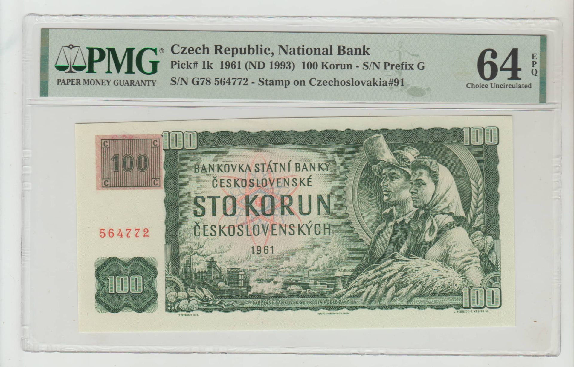 Czech Republic, 100 Korun, 1961 year, PMG 64