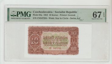 Czechoslovakia/Socialist Republic, 10 Korun, 1953 year, PMG 67