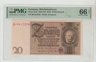 Germany, 20 Reichsmark, 1929 year, PMG 66