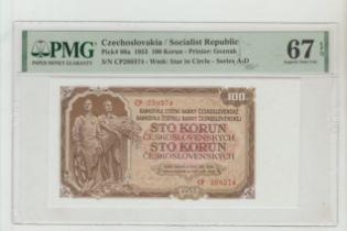 Czechoslovakia/Socialist Republic, 100 Korun, 1953 year, PMG 67