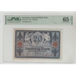 Germany, 20 Mark, 1915 year, PMG 65