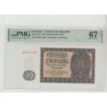 Germany, 20 Deutsche Mark, 1955 year, PMG 67