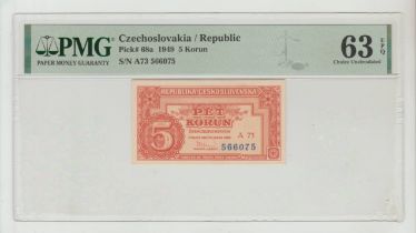 Czechoslovakia/Republic, 5 Korun, 1949 year, PMG 63