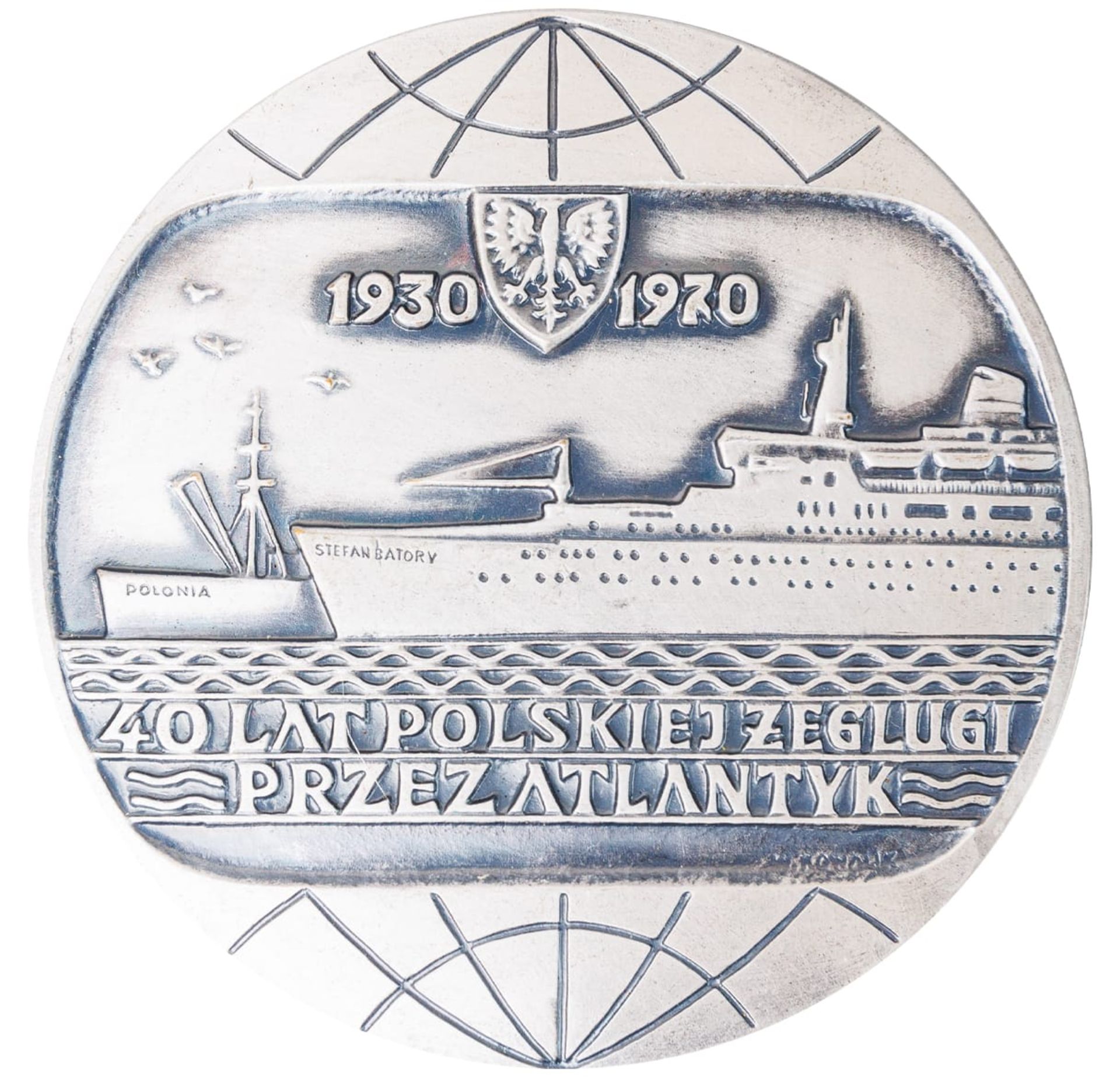 People's Republic of Poland, Medal of 40 Years of Polish Shipping 1970 - Bild 2 aus 3