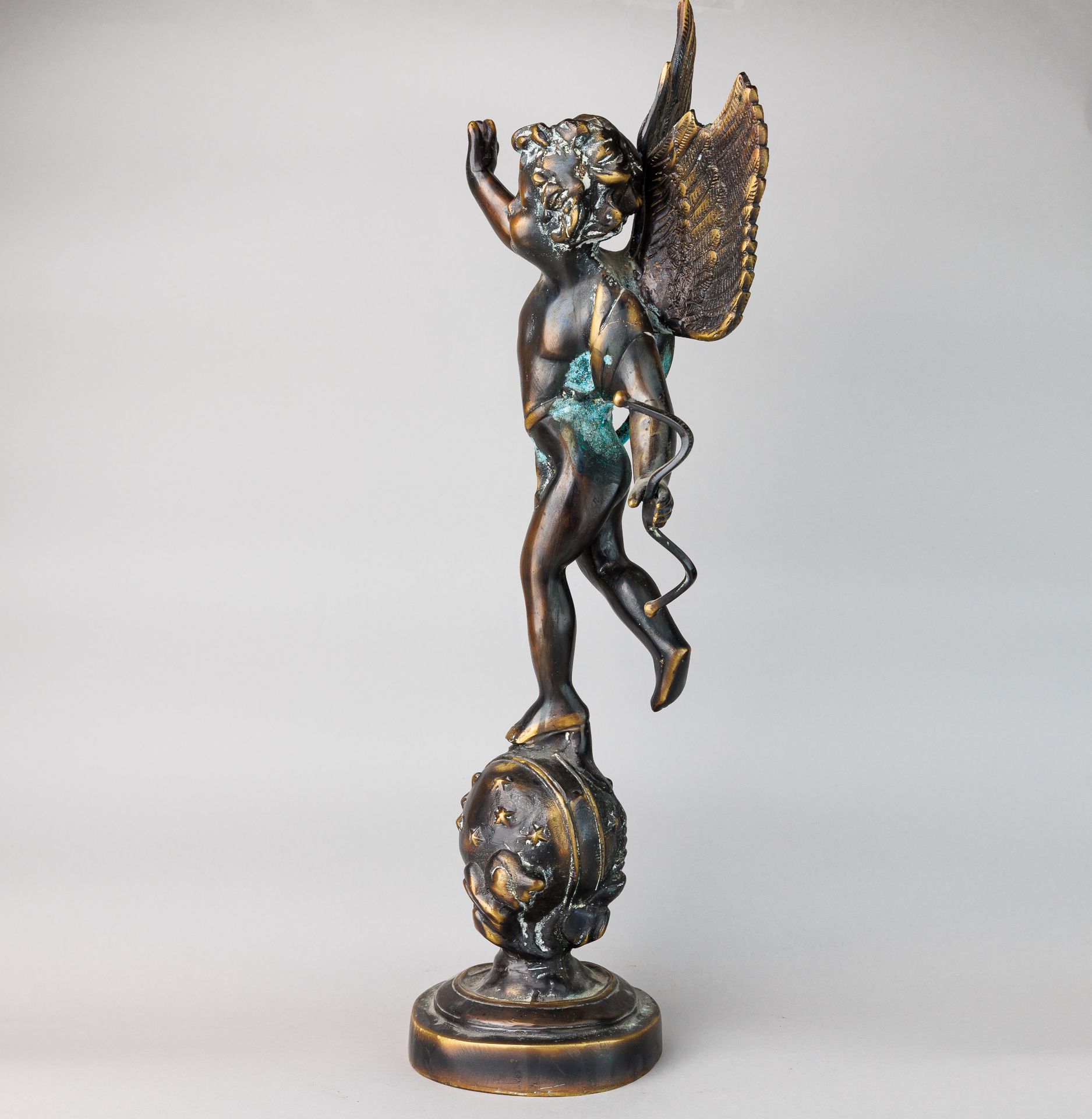 Bronze Sculpture "Cupid with his Bow" standing on an orbit - Bild 6 aus 10