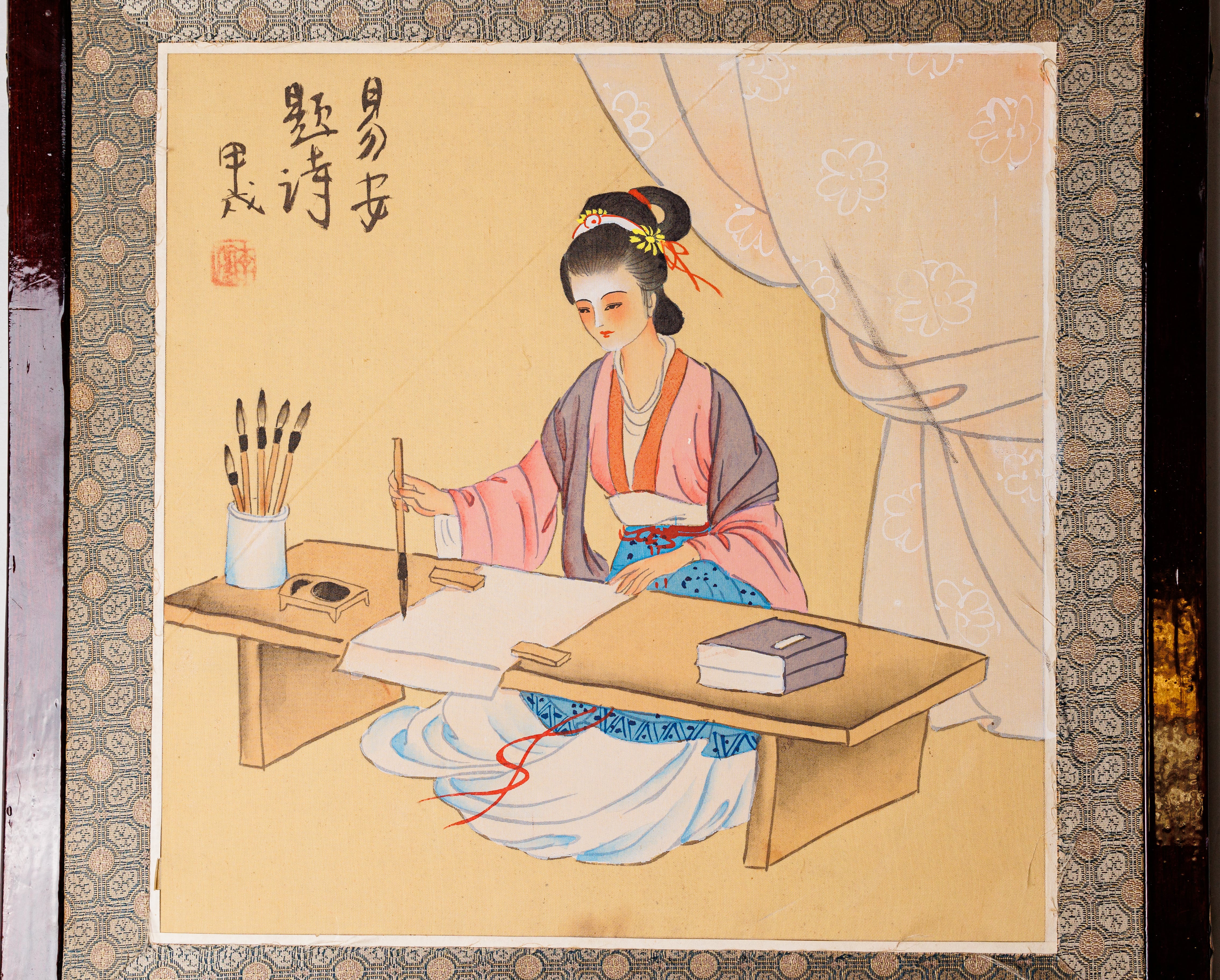 Chinese art "The woman is writting" - Image 2 of 4