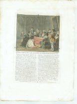 17th Old Print Antique Original Color Gravure Marguerite Valois Inquistion 1787