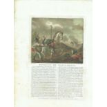17th Old Print Antique Original Color Gravure The Battle Of St. Denis 1567, 1788 Year