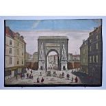 17th Art Old Print Engraving Color Gravure Fomous Triumphal Arch In Paris France