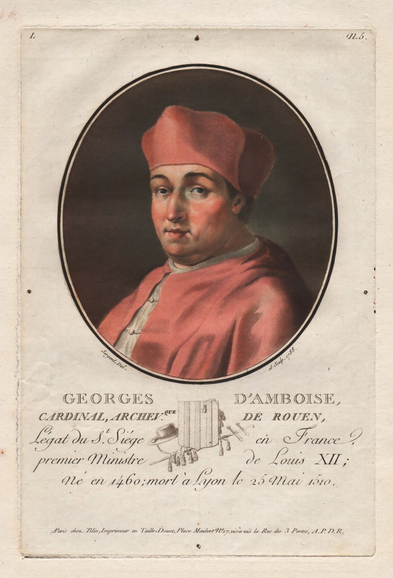 "Georges d'Amboise, Cardinal, Archev.que de Rouen" - Georges d'Amboise (1460-1510)