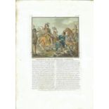 17th Old Print Antique Original Color Gravure Battle St Aubin Du Cormier 1488