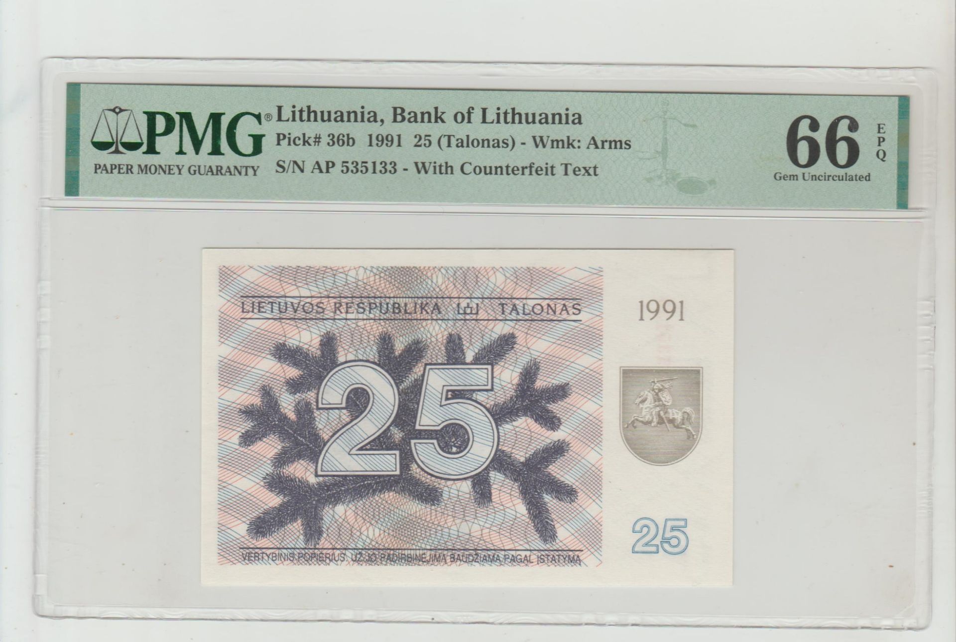 Lithuania, 25 Talonas, 1991 year