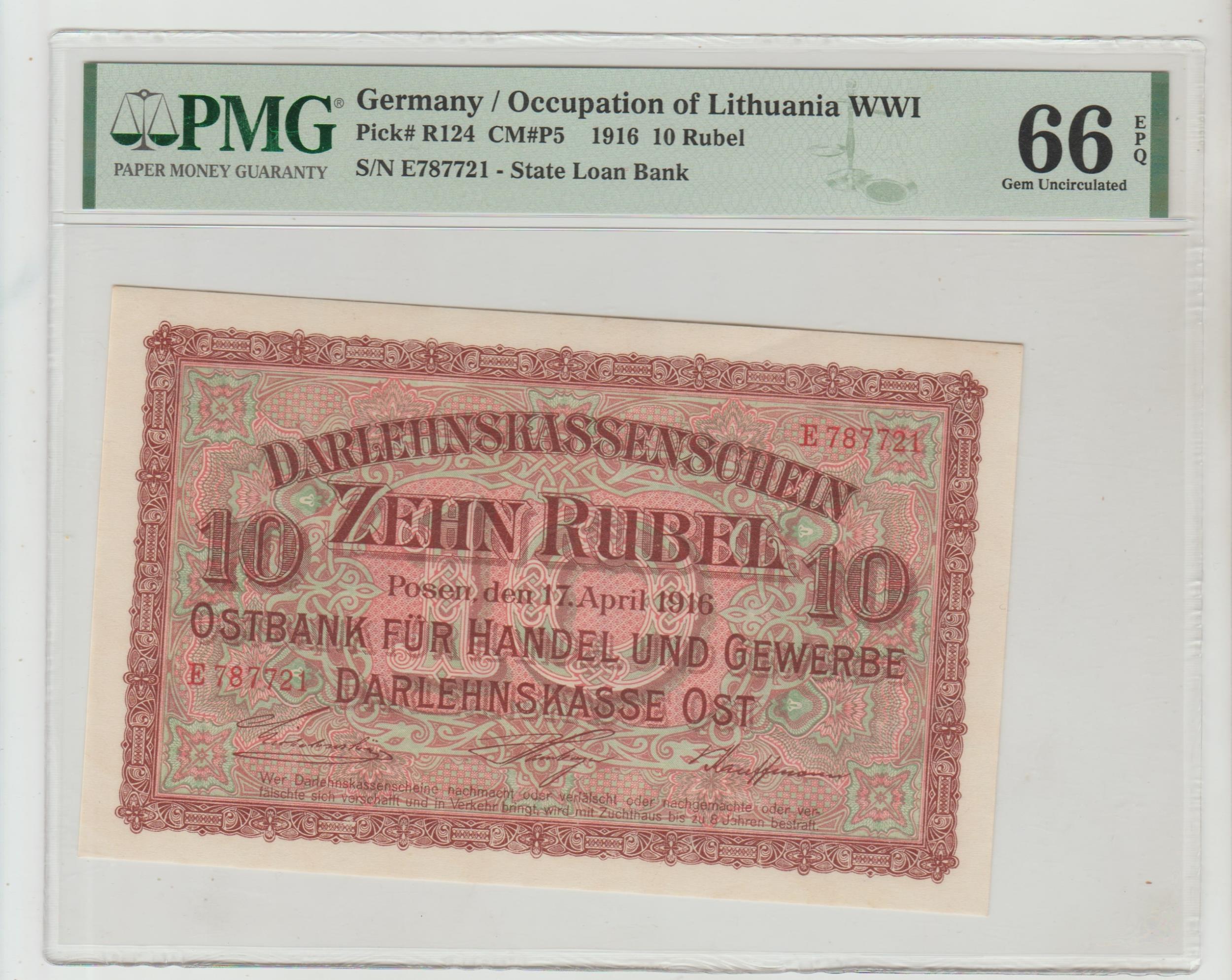 Germany / Occupation of Lithuania, 10 Rubel, 1916 year