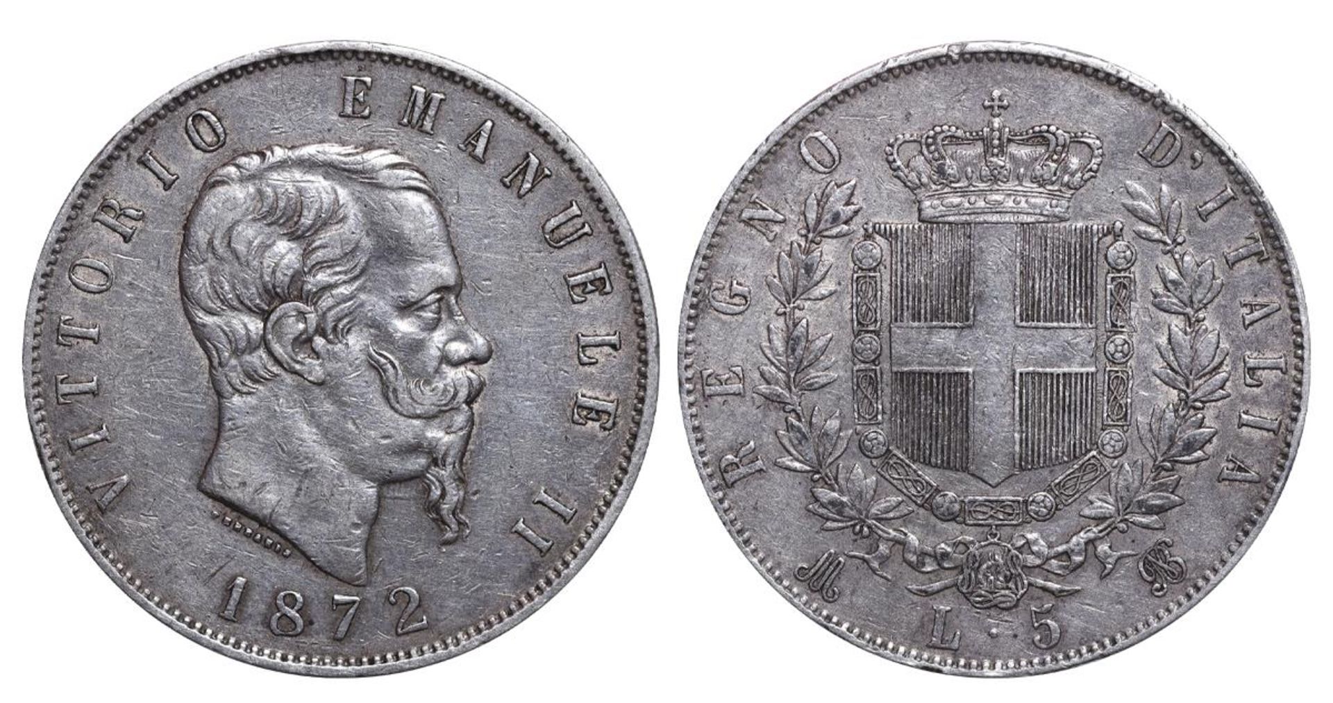 Italy, 5 Lire, 1872 year, M-B