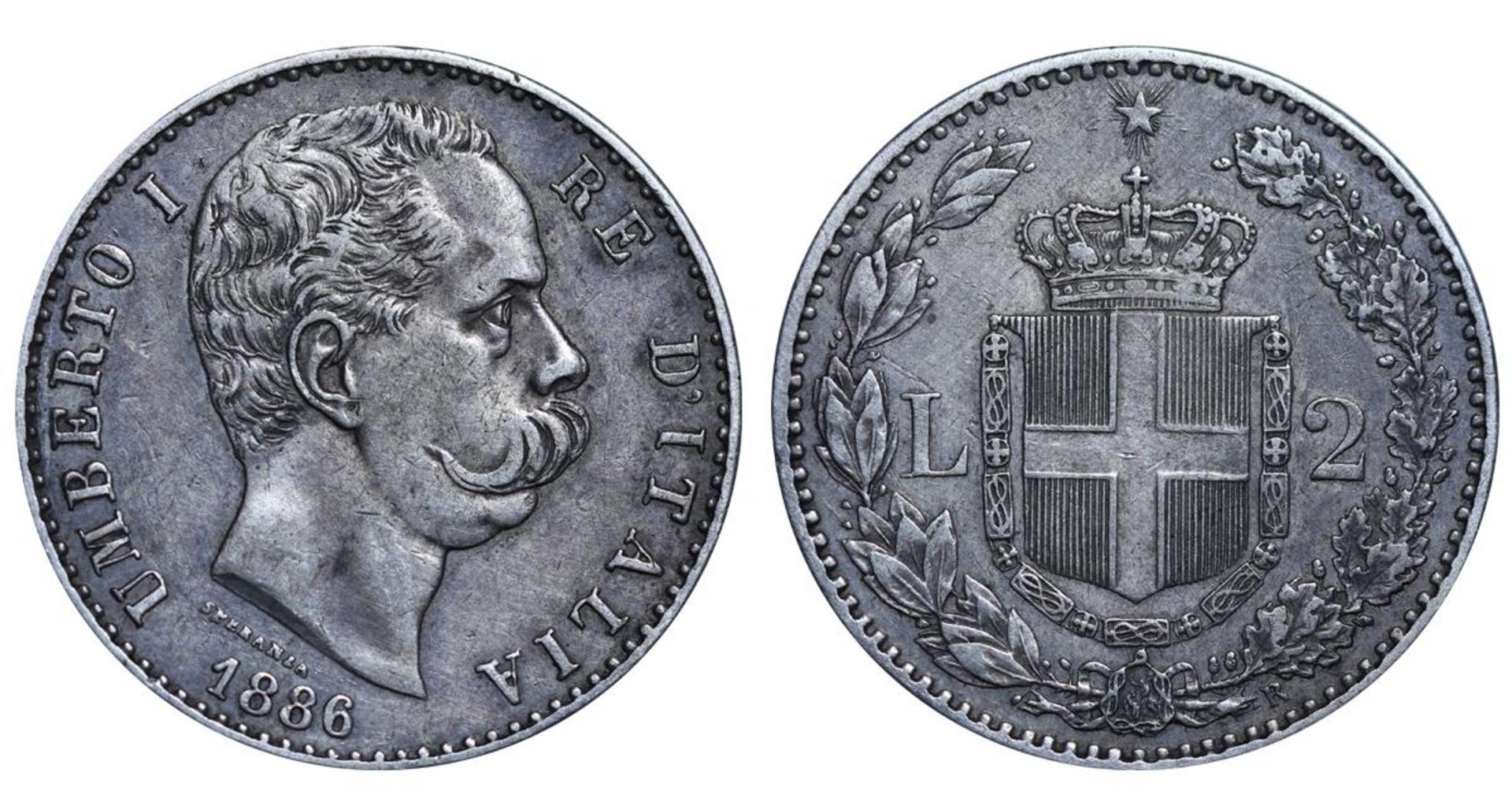 Italy, 2 Lire, 1886 year, R