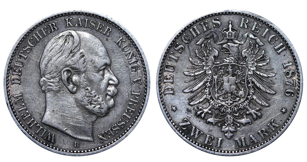 Kingdom of Prussia, 2 Marks, 1876 year, B