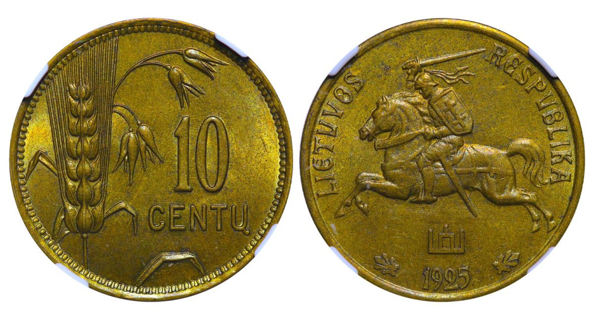 Lithuania, 10 Centu, 1925 year, NGC, MS 64
