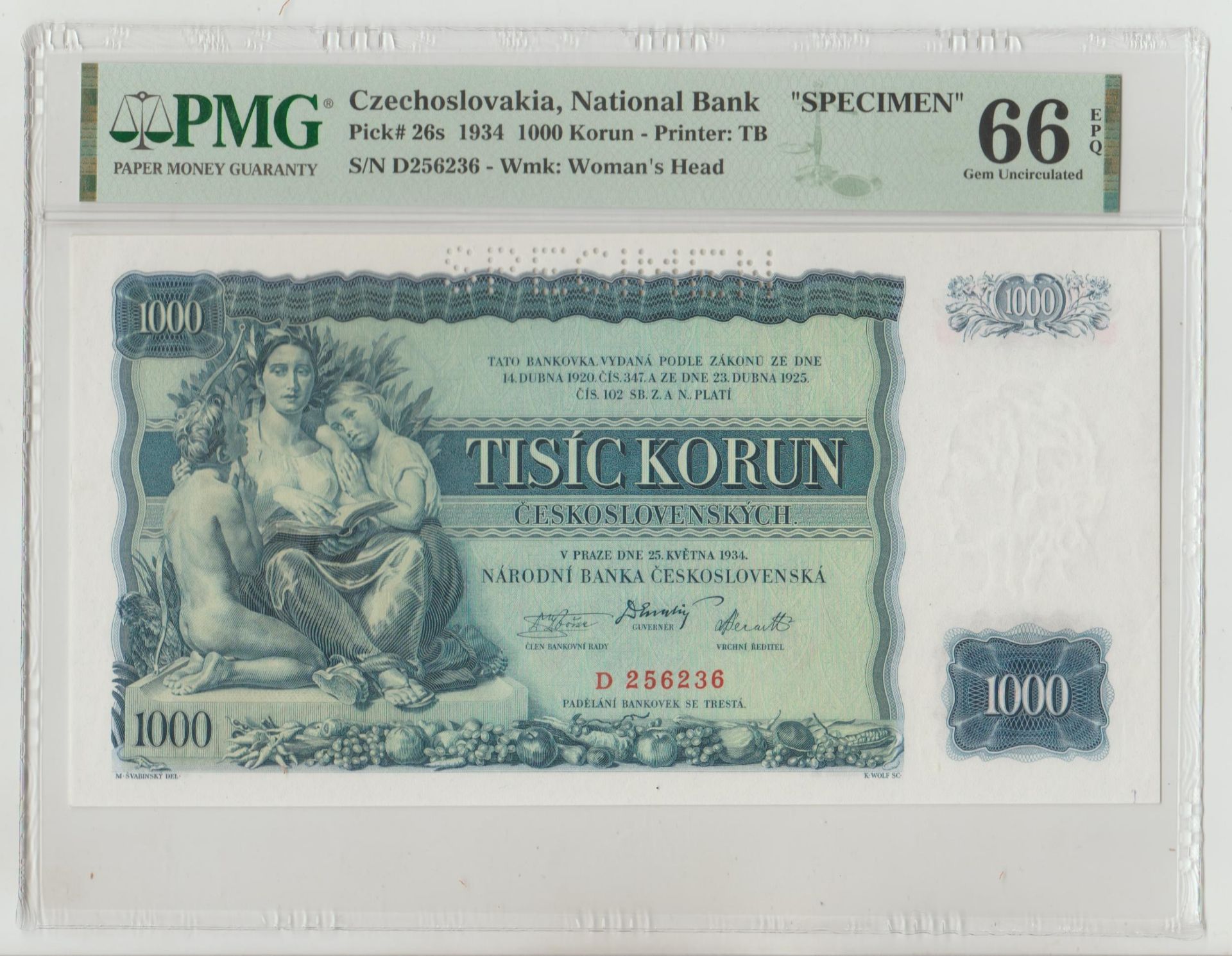 Czechoslovakia, 1000 Korun, 1934 year