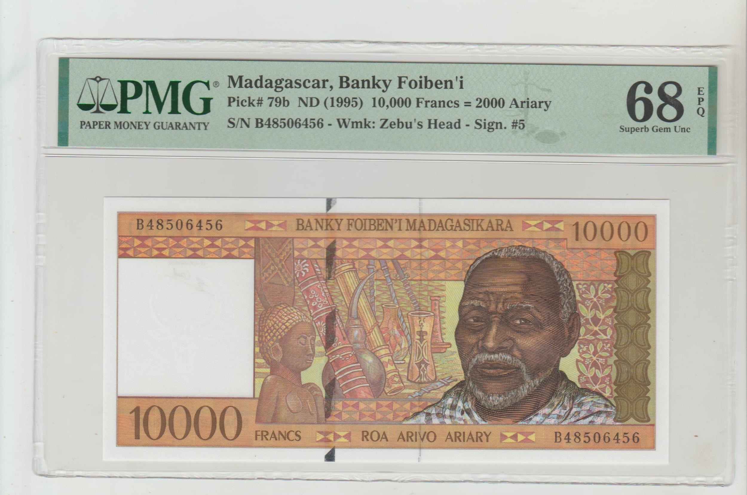 Madagaskar, 10,000 Francs = 2000 Ariary, 1995 year
