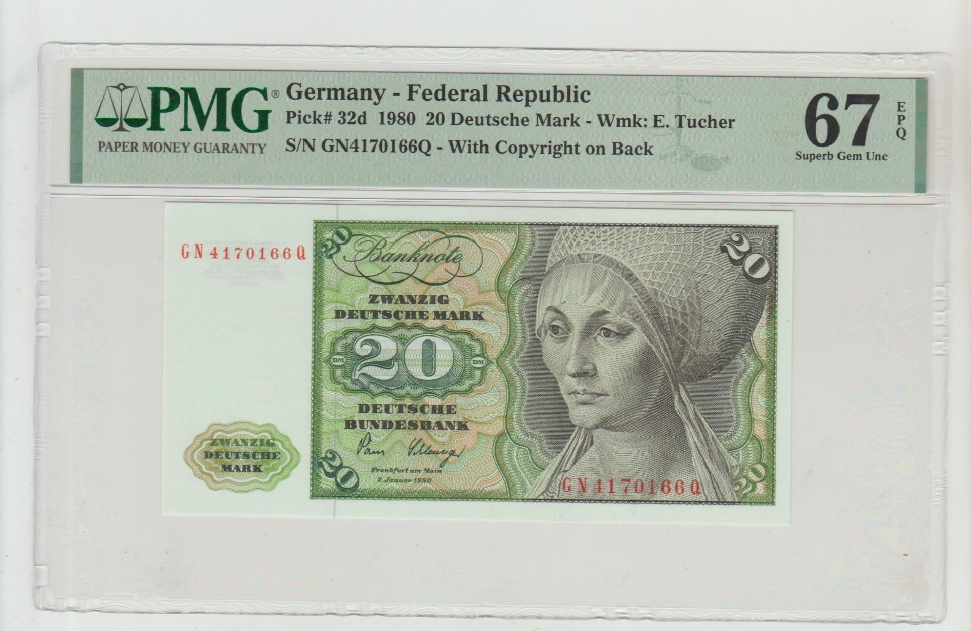 Germany, 20 Deutsche Mark, 1980 year
