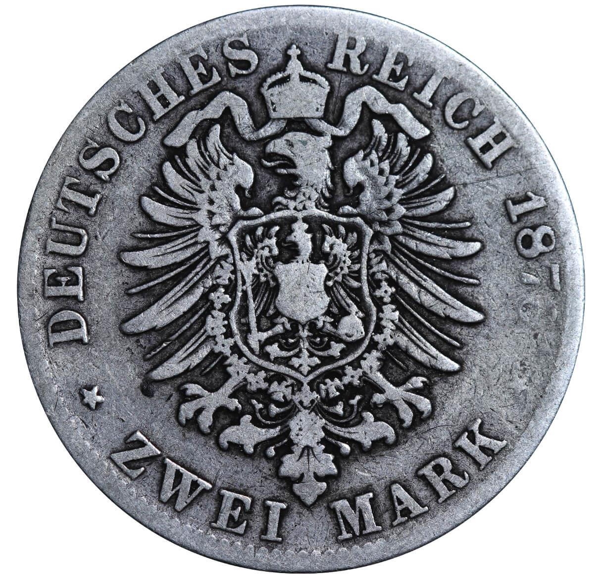 Grand duchy of Hessen-Darmstadt, 2 Marks, 1876 year, H - Image 3 of 3