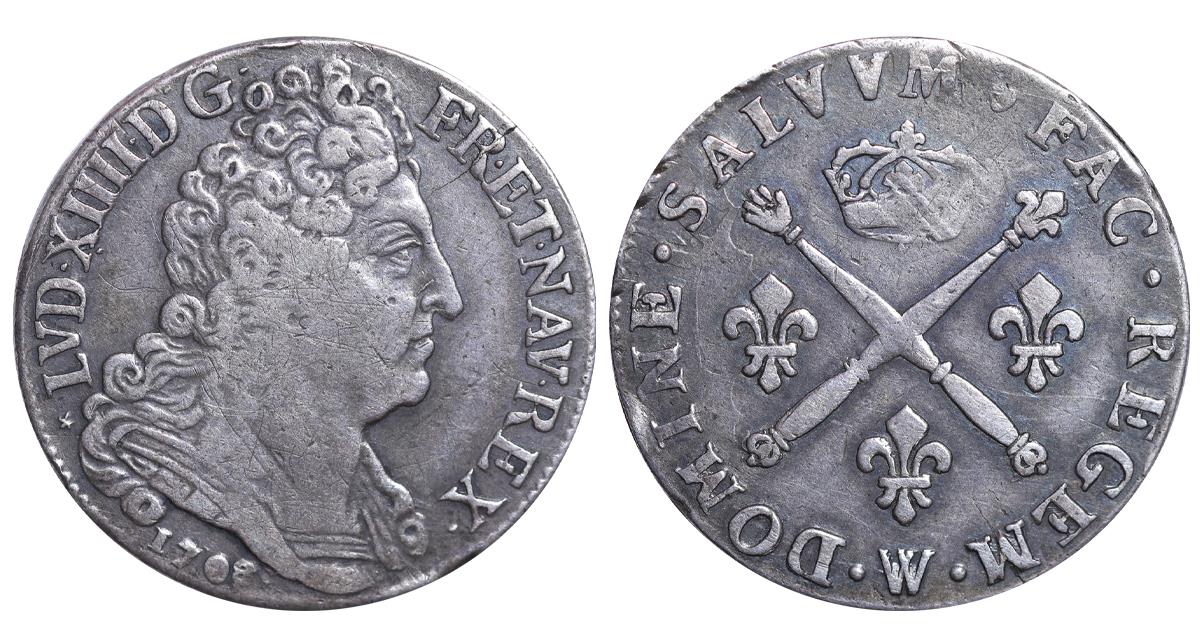 France, 20 Sols, 1708 year, W