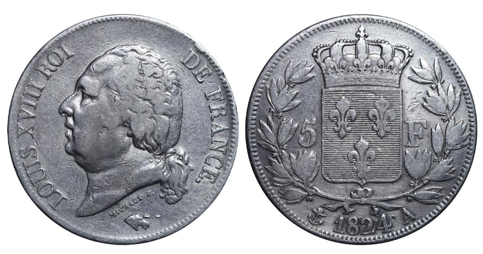 France, 5 Francs, 1824 year, A