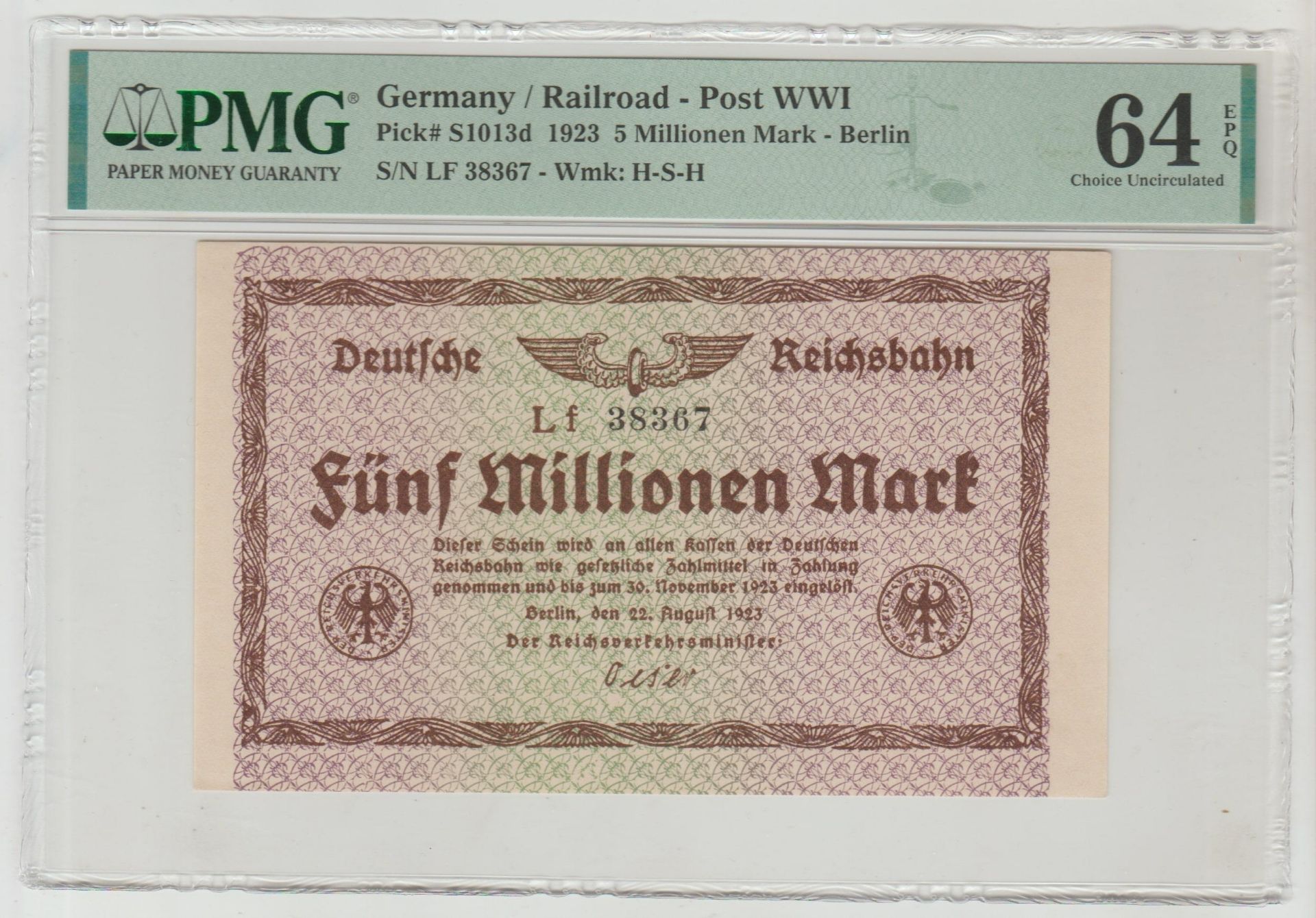 Germany, 5 Millionen Mark, 1923 year