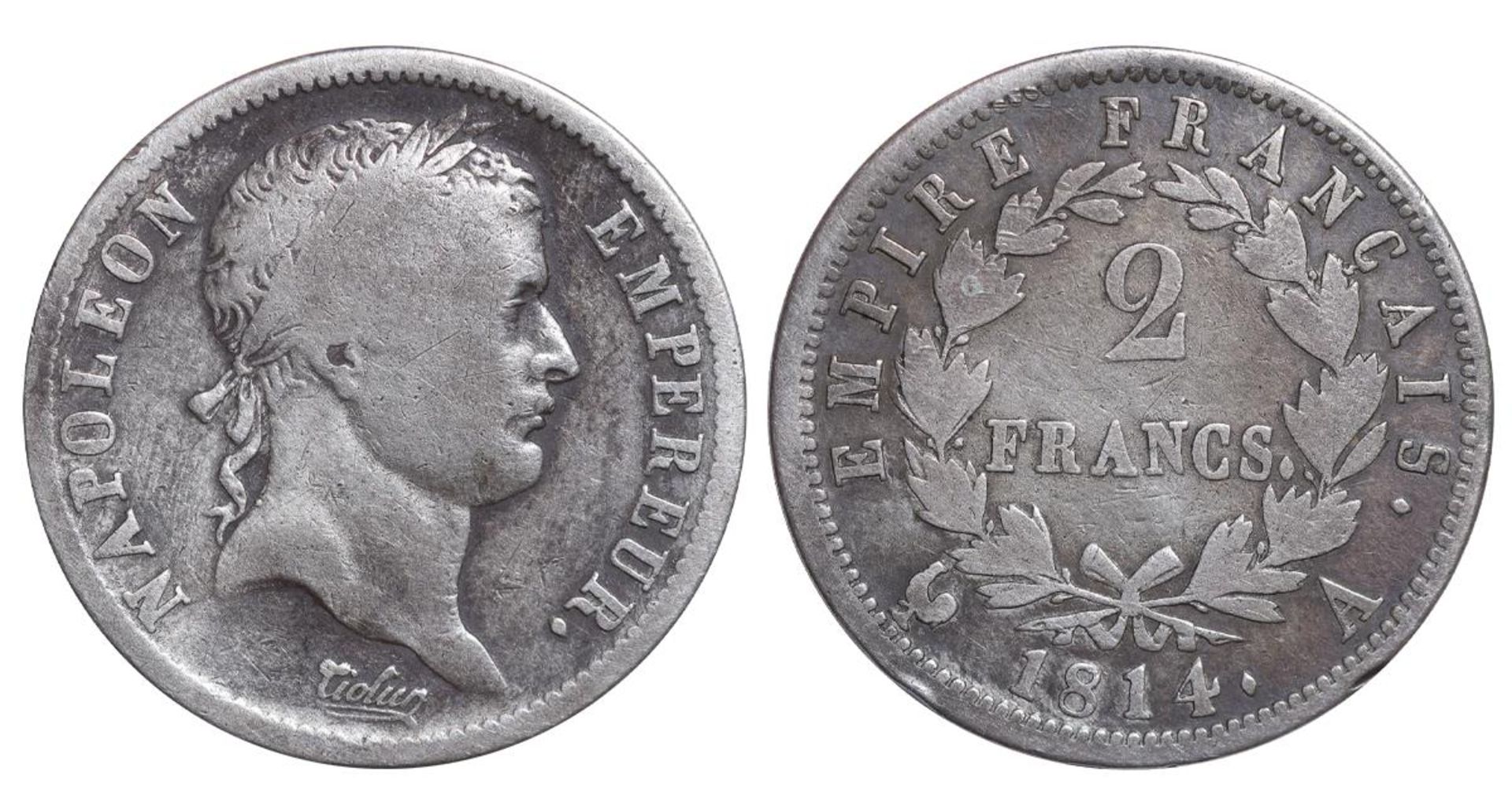 France, 2 Francs, 1814 year, A