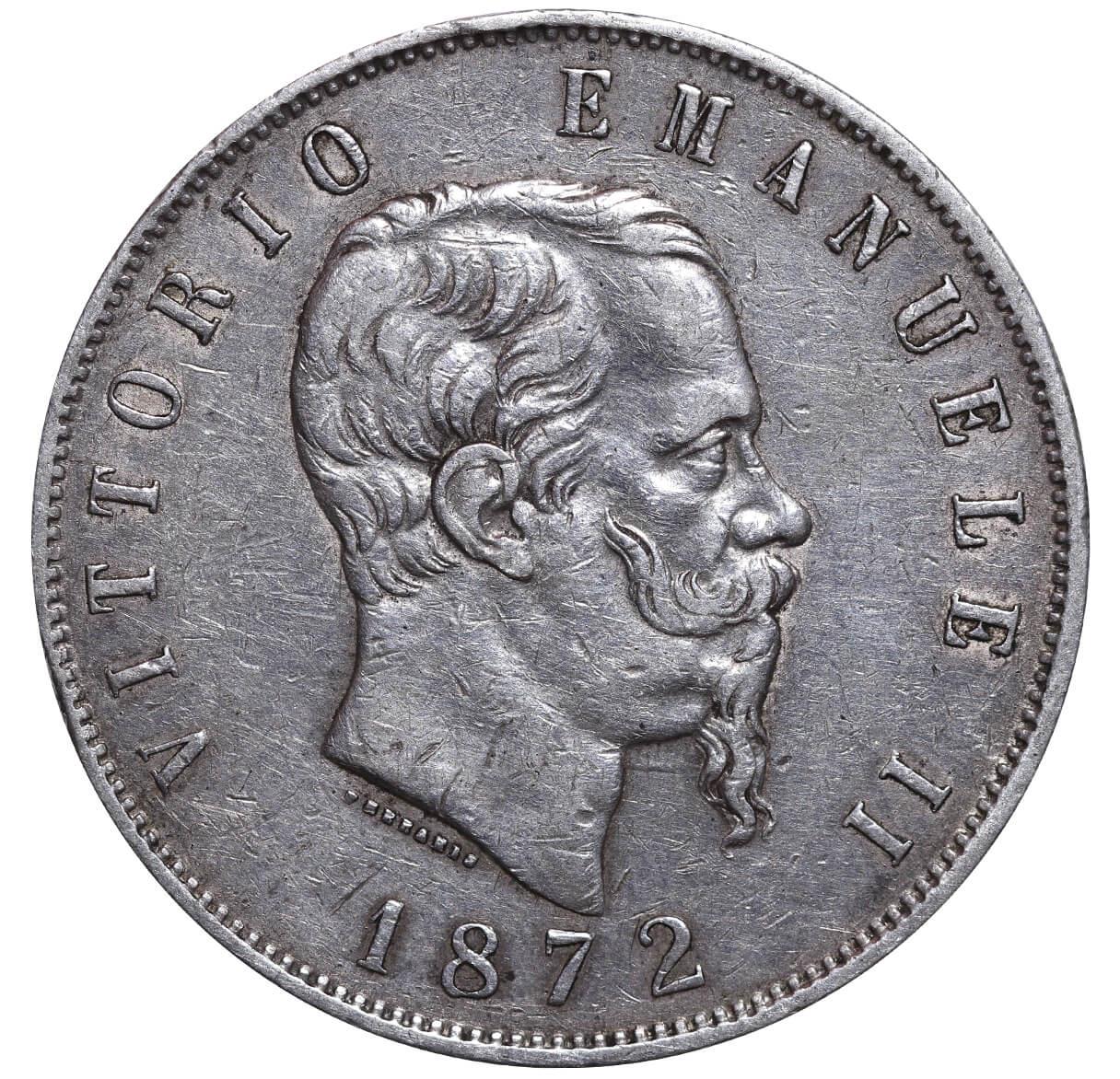 Italy, 5 Lire, 1872 year, M-B - Image 2 of 3