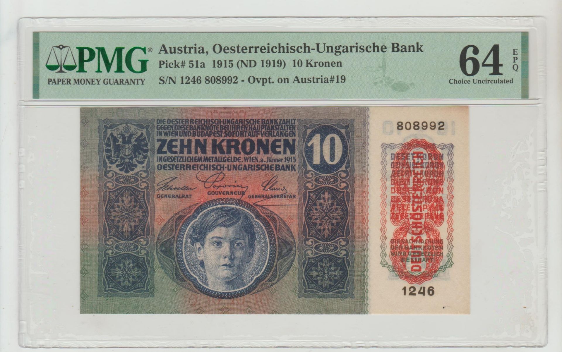 Austria, 10 Kronen, 1919 year