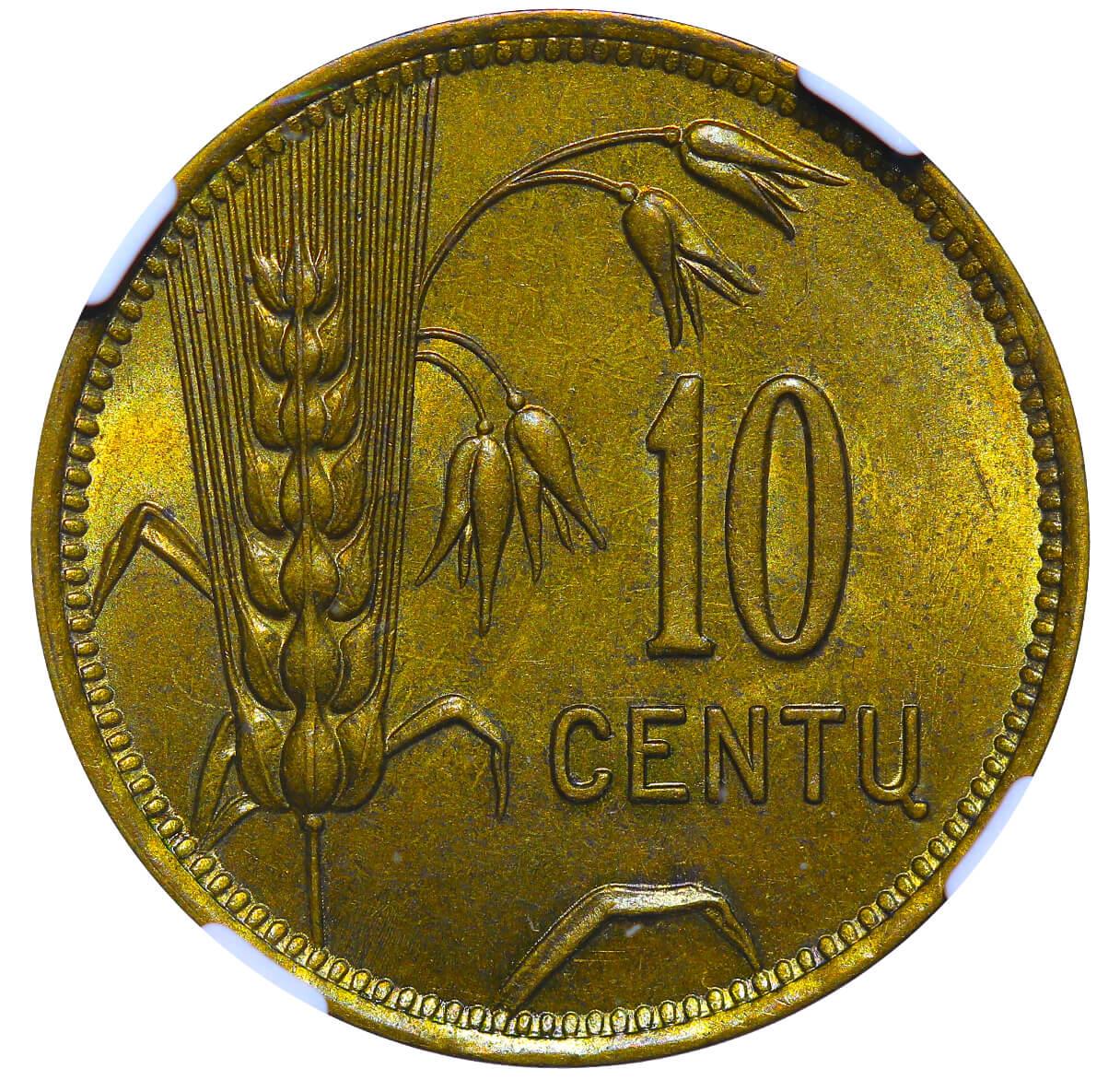 Lithuania, 10 Centu, 1925 year, NGC, MS 64 - Bild 3 aus 3
