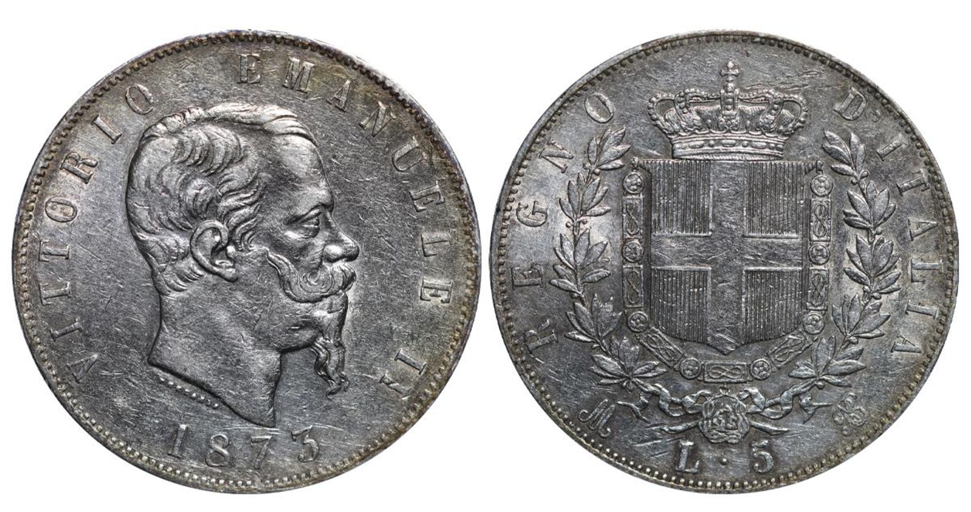 Italy, 5 Lire, 1873 year, M-B