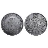 Russian Empire, Poland, 2 Zlotys / 30 Kopeek, 1839 year, MW