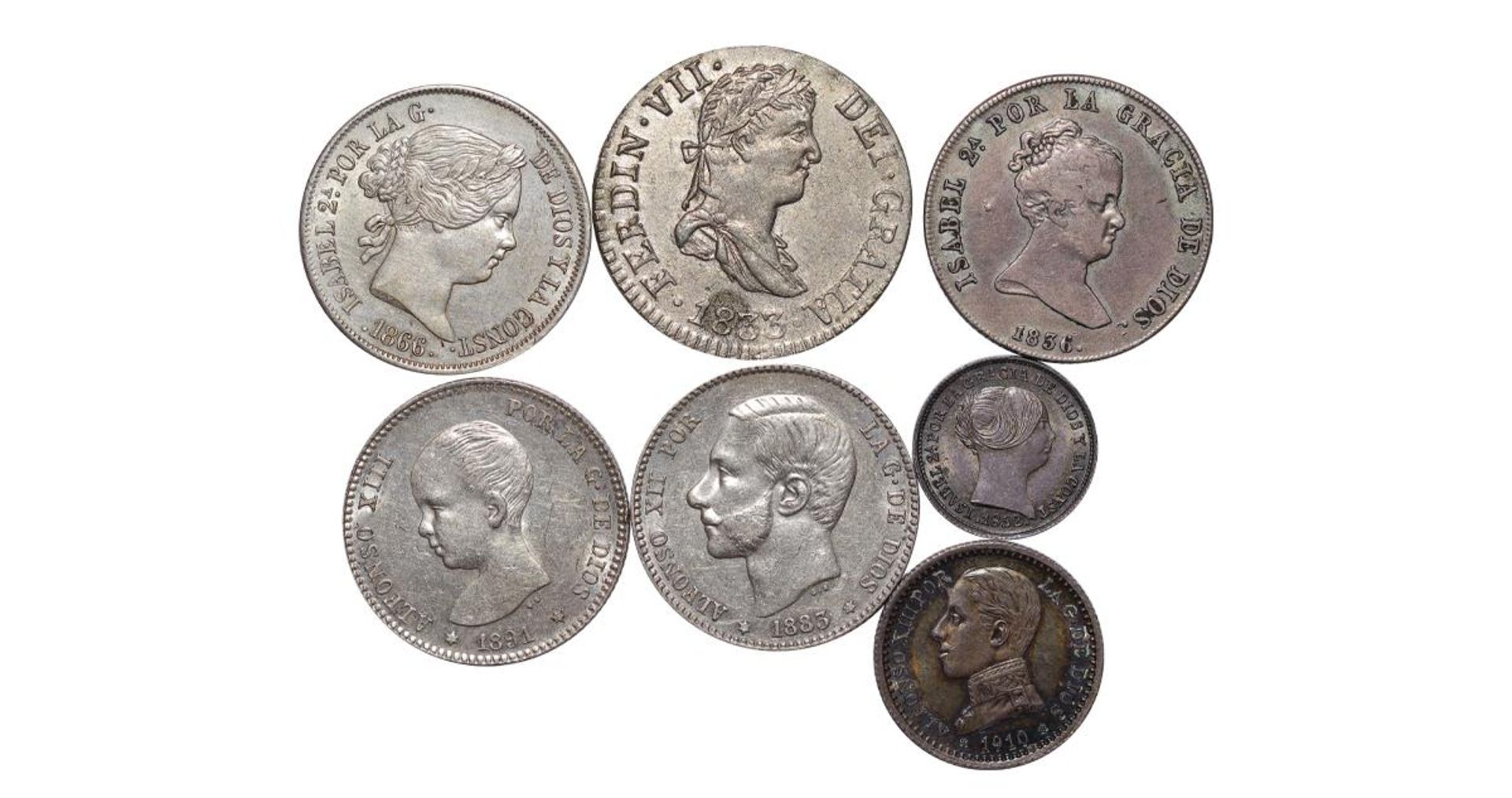 Collection of 7 Coins: Spain