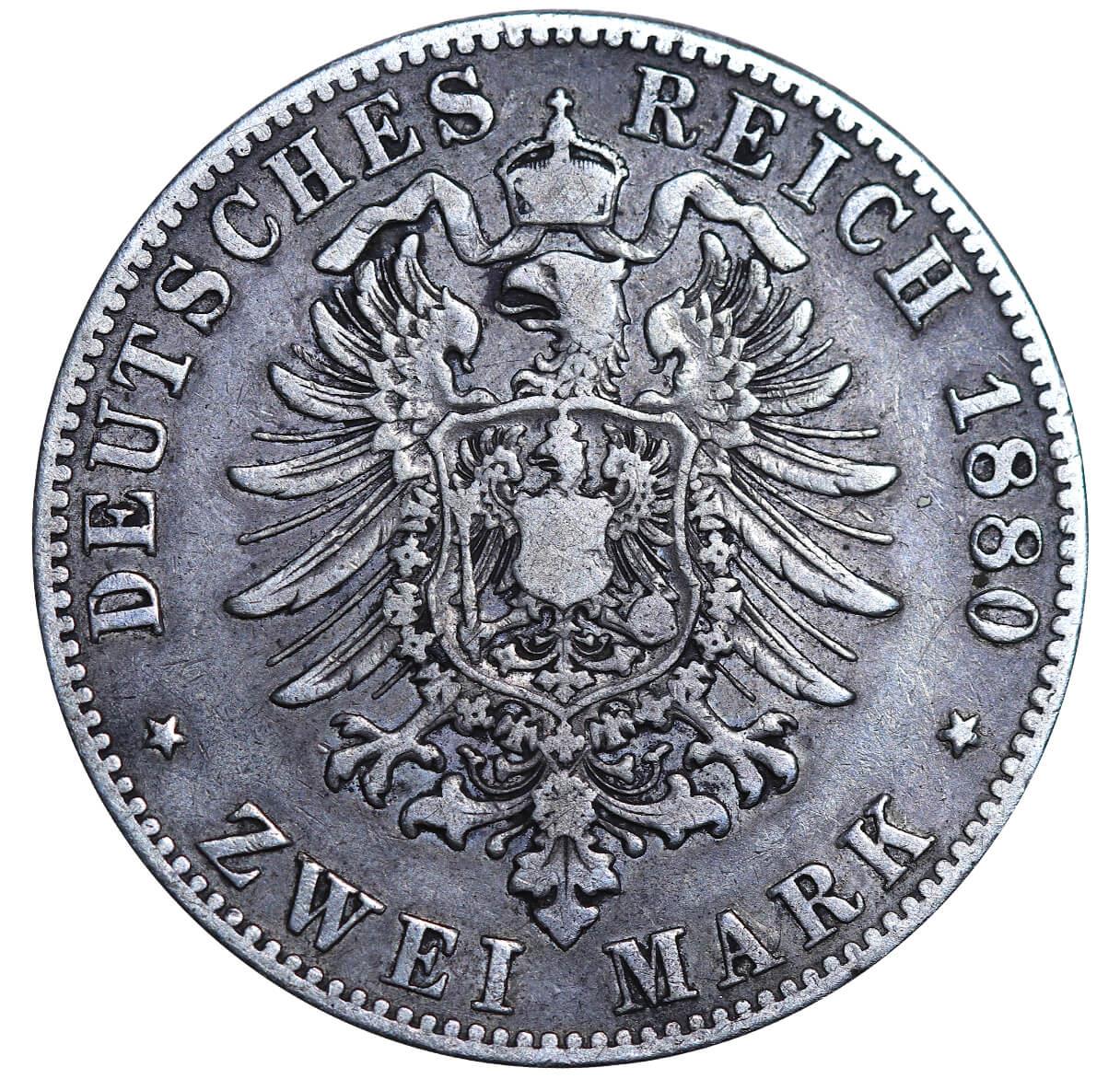 Kingdom of Württemberg, 2 Marks, 1880 year, F  - Bild 3 aus 3