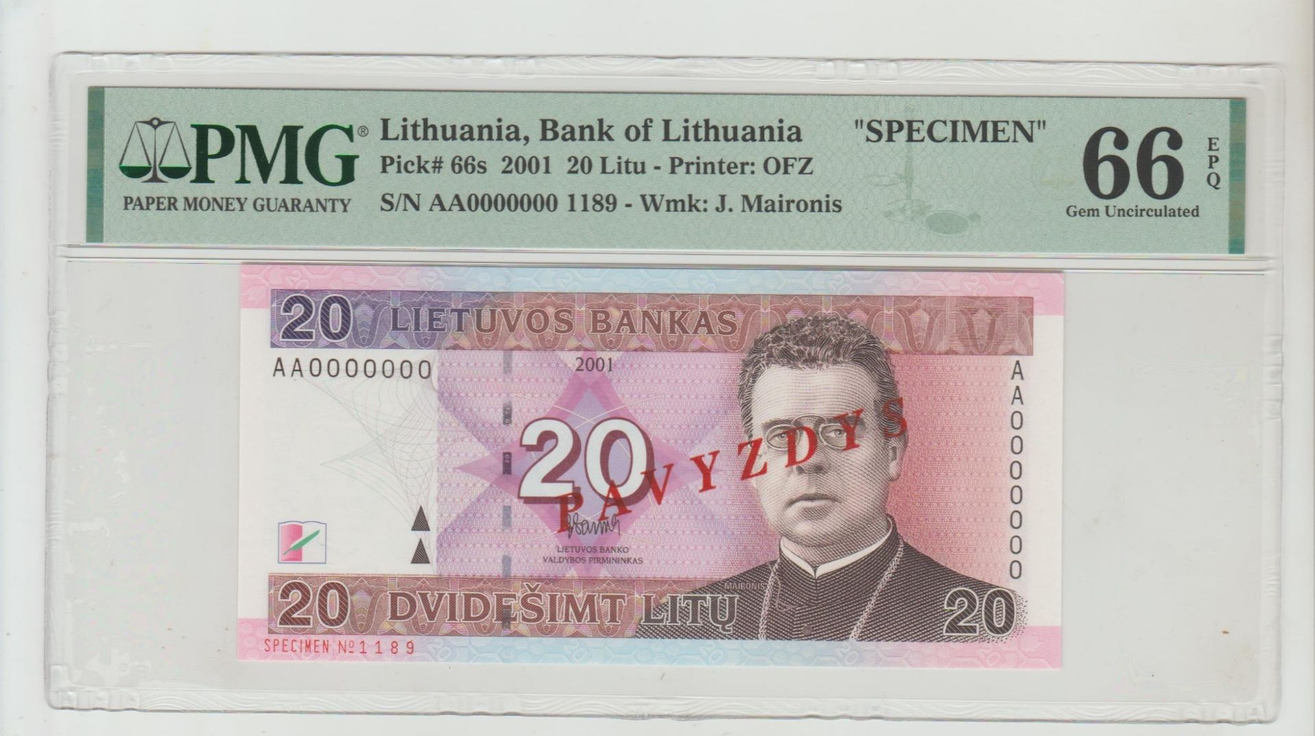 Lithuania, 20 Litu, 2001 year