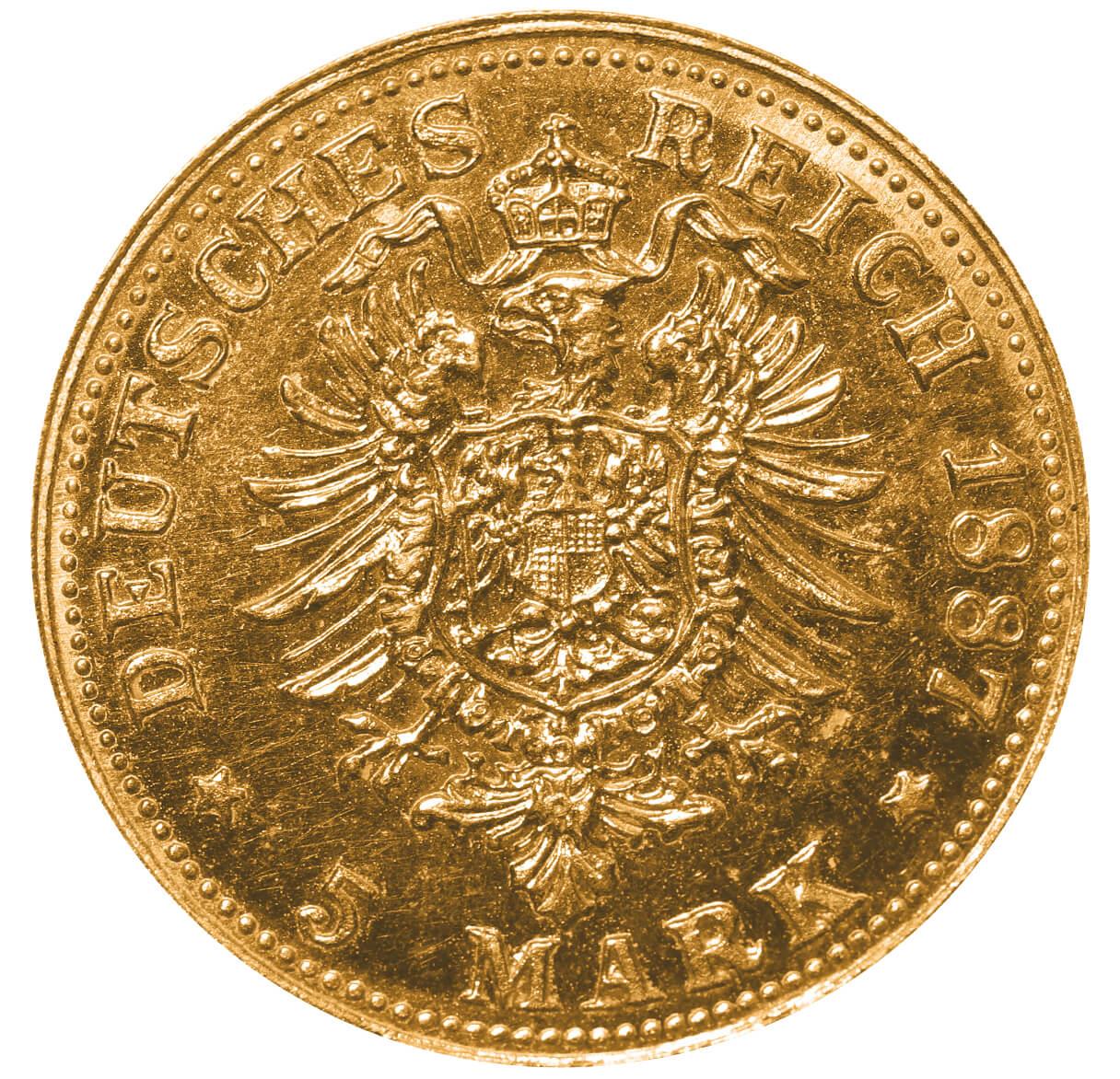 Kingdom of Prussia, 5 Mark, 1887 year, A - Bild 3 aus 3
