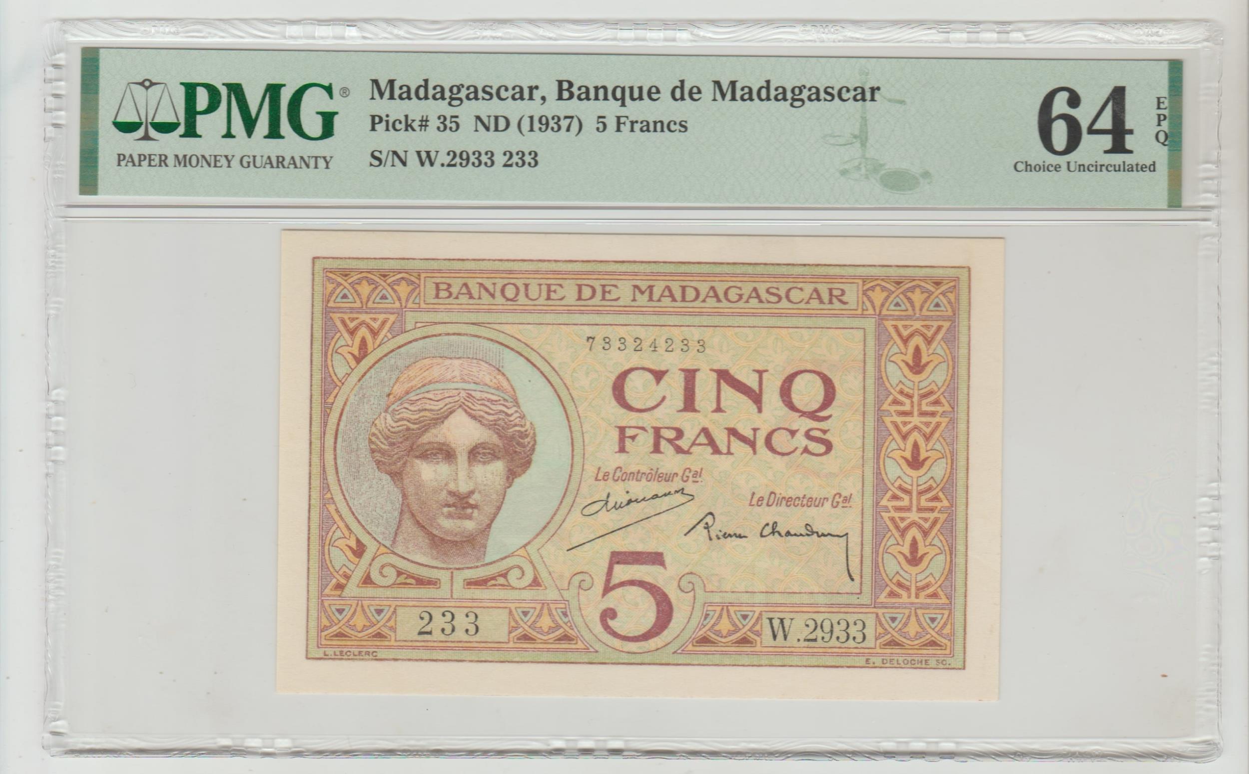 Madagaskar, 5 Francs, 1937 year