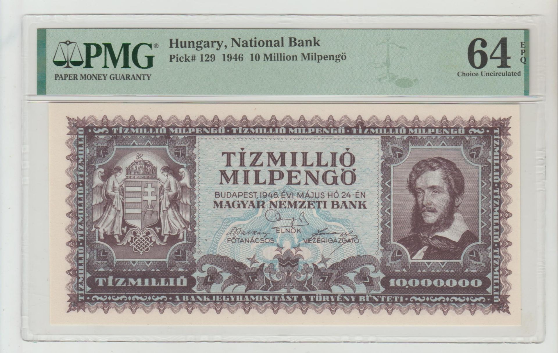 Hungary, 10 Million Milpengo, 1946 year