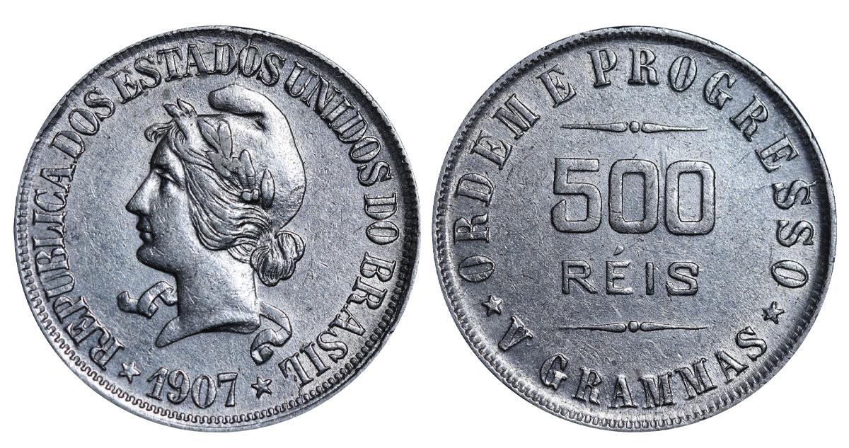 Brazil, 500 Reis, 1907 year