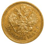 Russian Empire, 15 Roubles, 1897 year, (AG)